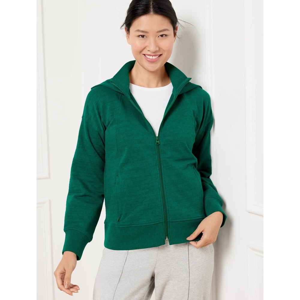NWOT T By Talbots Green Cozy Crush Full Zip Hoodie Sweater 1XP Activewear